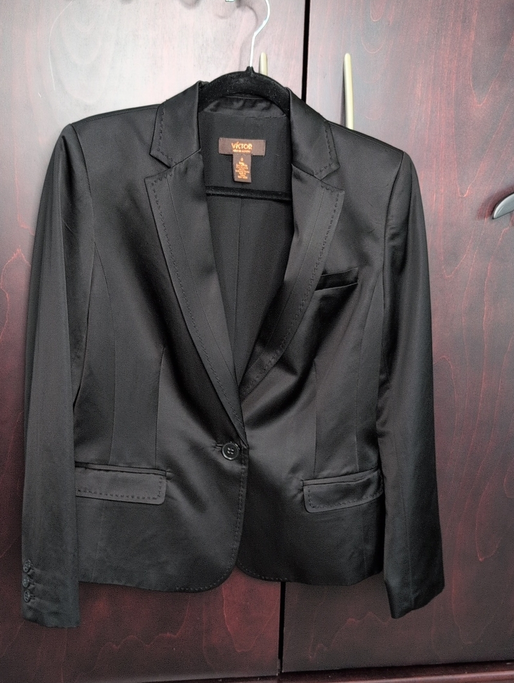 Victor Alfaro Matte Black Satin Blazer 8